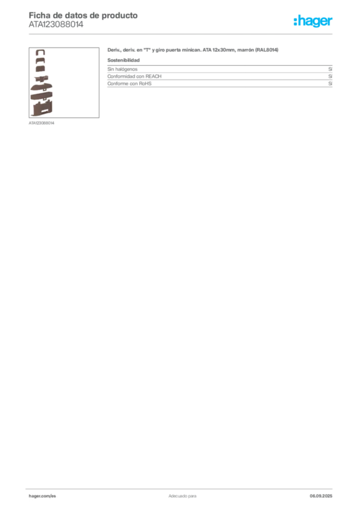 Imagen Hager Ficha de datos de producto ATA123088014 | Hager España