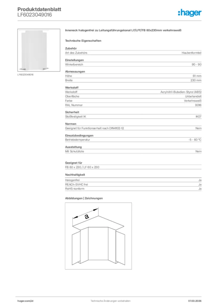 Bild Hager Produktdatenblatt LF6023049016 | Hager Deutschland