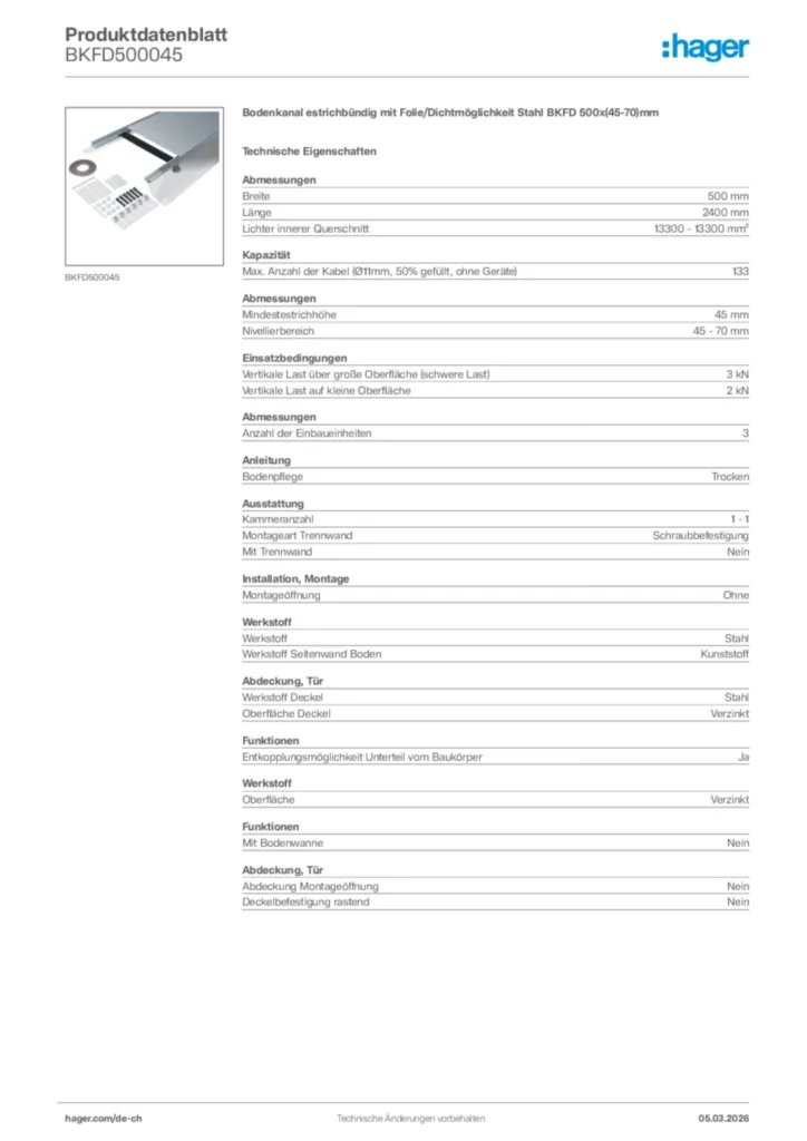Bild Hager Produktdatenblatt BKFD500045 | Hager Schweiz
