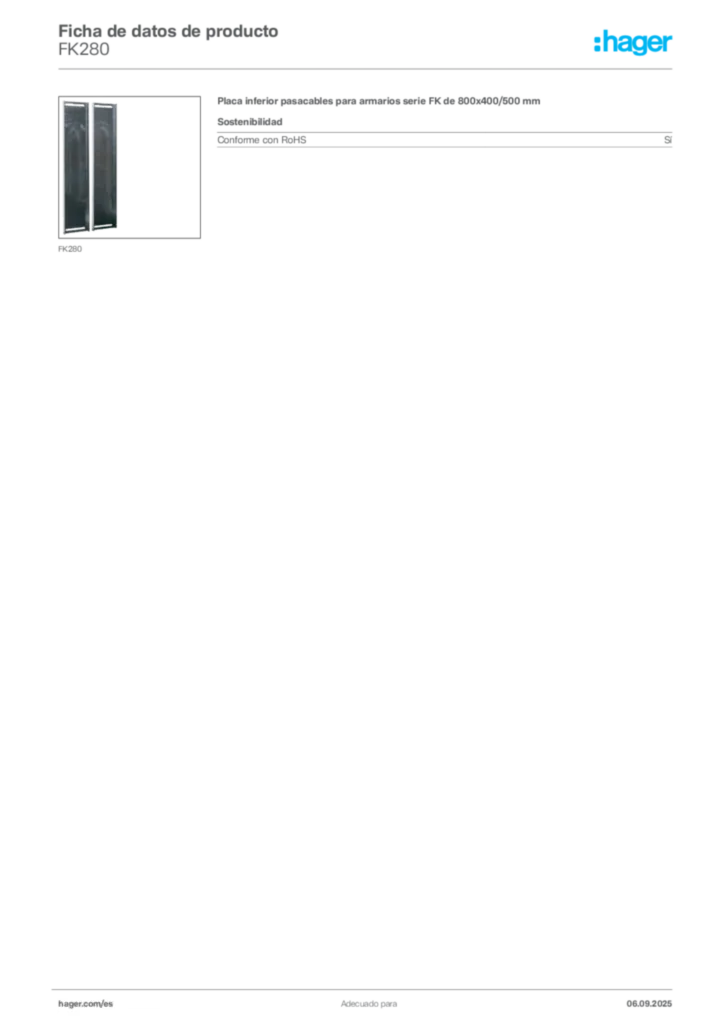 Imagen Hager Ficha de datos de producto FK280 | Hager España