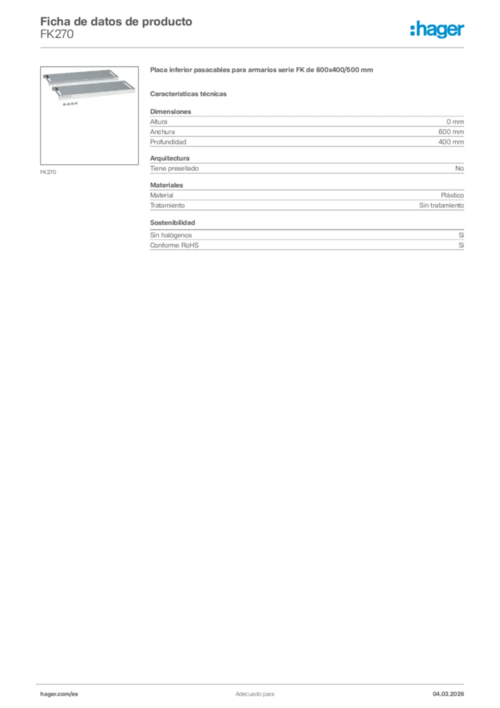Imagen Hager Ficha de datos de producto FK270 | Hager España