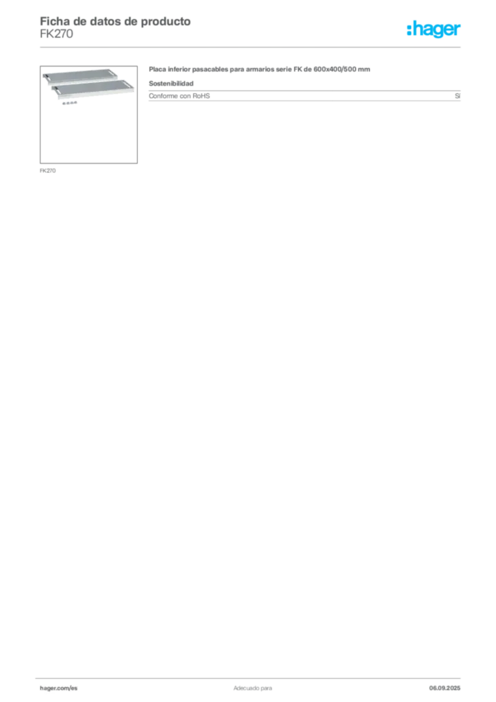 Imagen Hager Ficha de datos de producto FK270 | Hager España