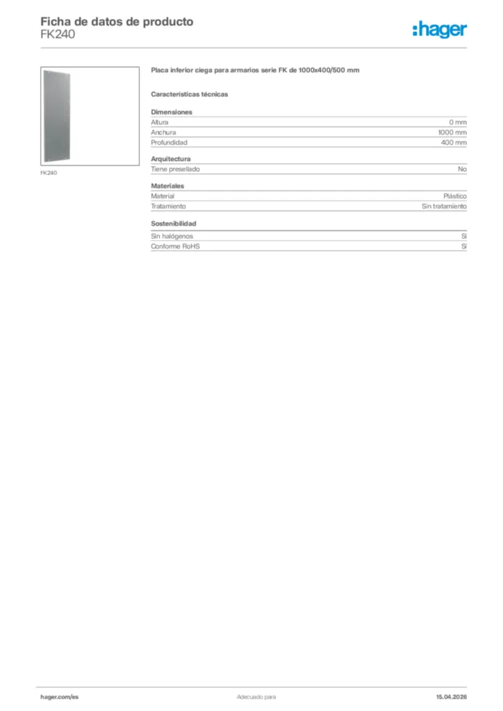 Imagen Hager Ficha de datos de producto FK240 | Hager España