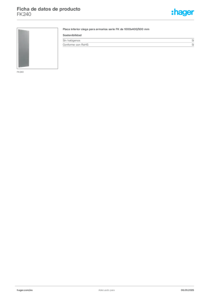 Imagen Hager Ficha de datos de producto FK240 | Hager España