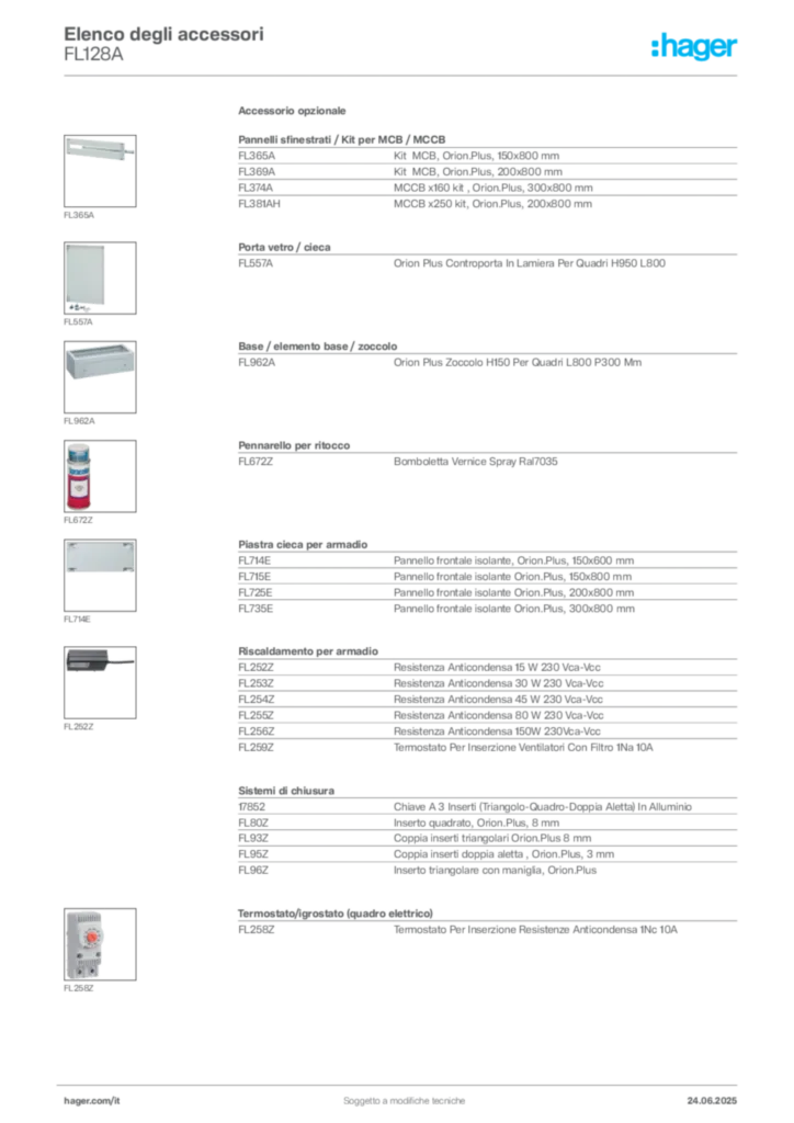 Immagine Hager Scheda tecnica del prodotto FL128A | Hager Italia