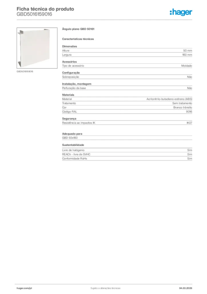 Imagem Hager Ficha técnica do produto GBD5016159016 | Hager Portugal