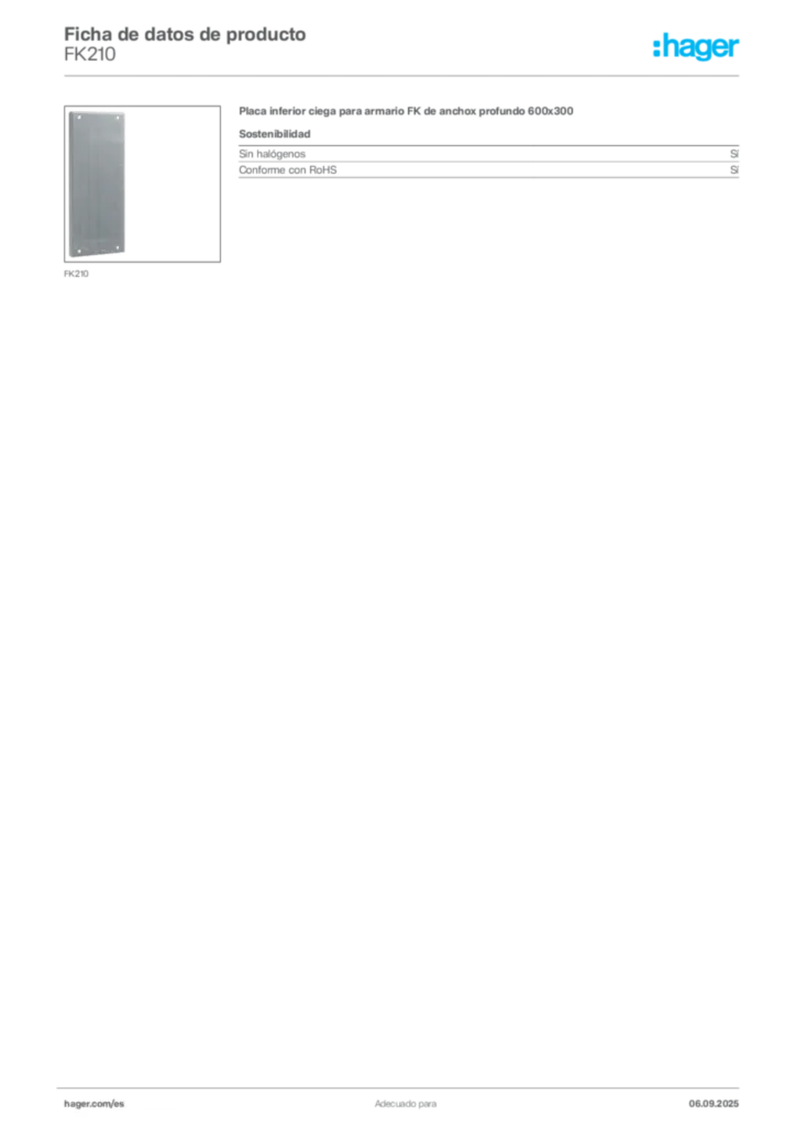 Imagen Hager Ficha de datos de producto FK210 | Hager España