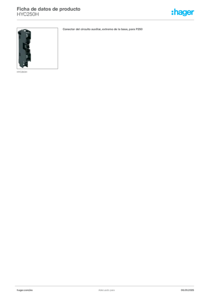 Imagen Hager Ficha de datos de producto HYC250H | Hager España