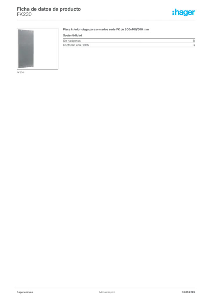 Imagen Hager Ficha de datos de producto FK230 | Hager España