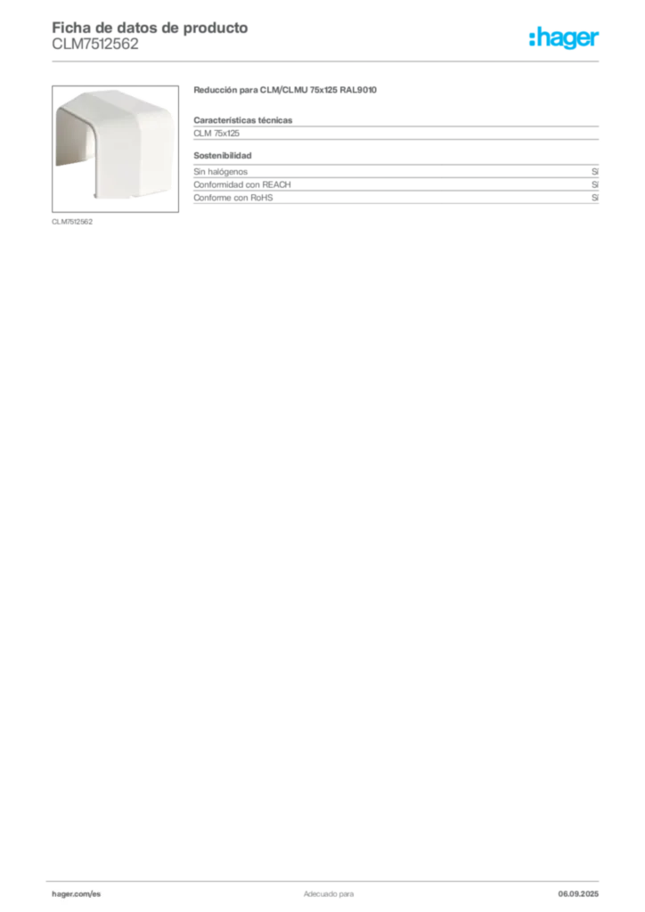 Imagen Hager Ficha de datos de producto CLM7512562 | Hager España