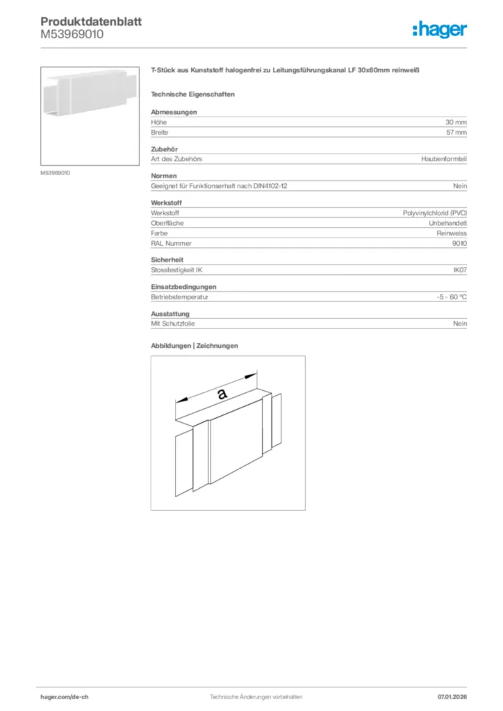 Bild Hager Produktdatenblatt M53969010 | Hager Schweiz