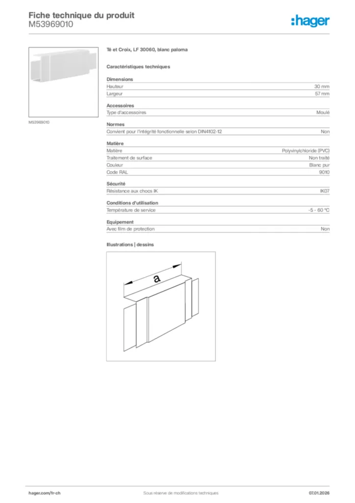 Image Hager Fiche technique du produit M53969010 | Hager Suisse