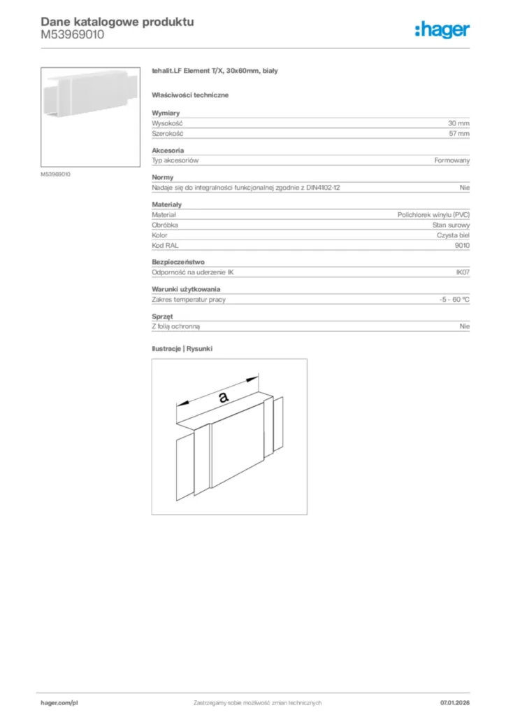 Zdjęcie Hager Karta katalogowa M53969010 | Hager Polska