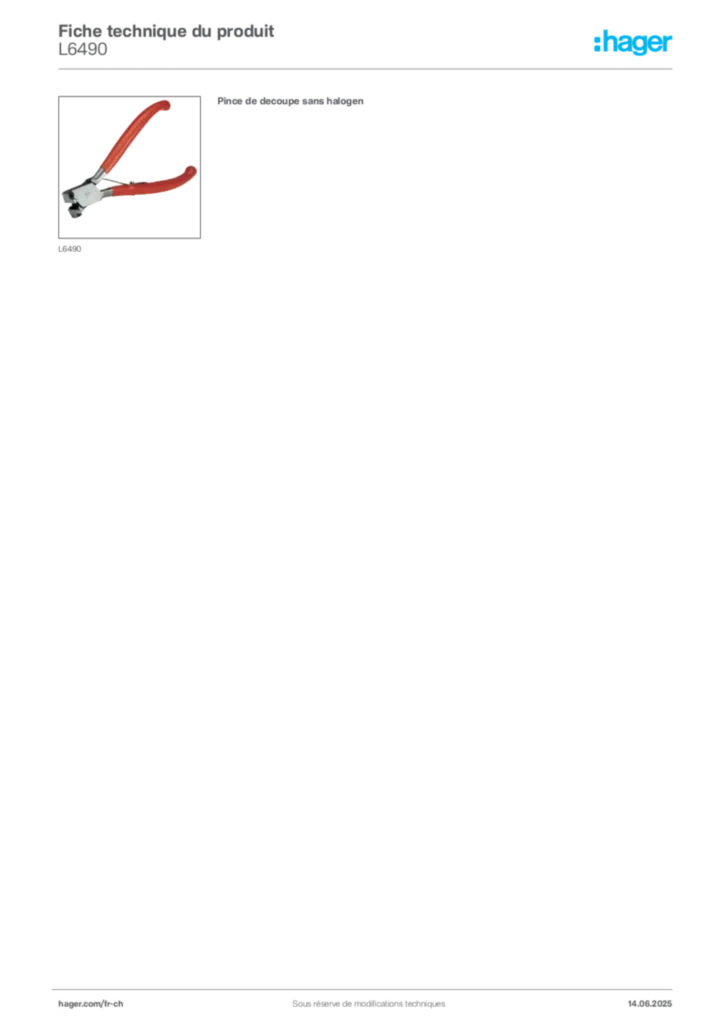 Image Hager Fiche technique du produit L6490 | Hager Suisse