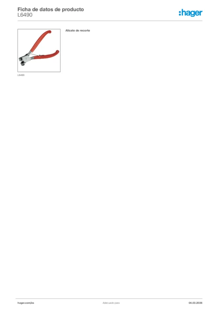 Imagen Hager Ficha de datos de producto L6490 | Hager España