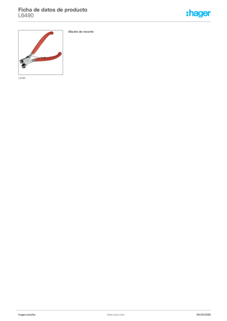 Imagen Hager Ficha de datos de producto L6490 | Hager España