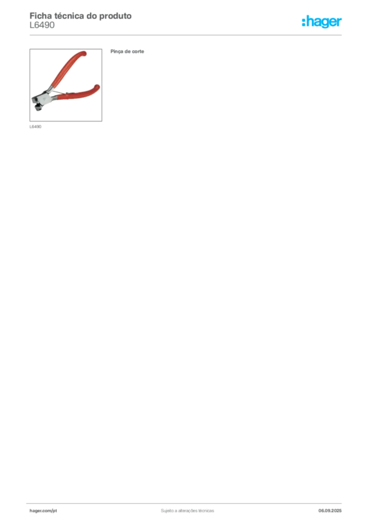 Imagem Hager Ficha técnica do produto L6490 | Hager Portugal