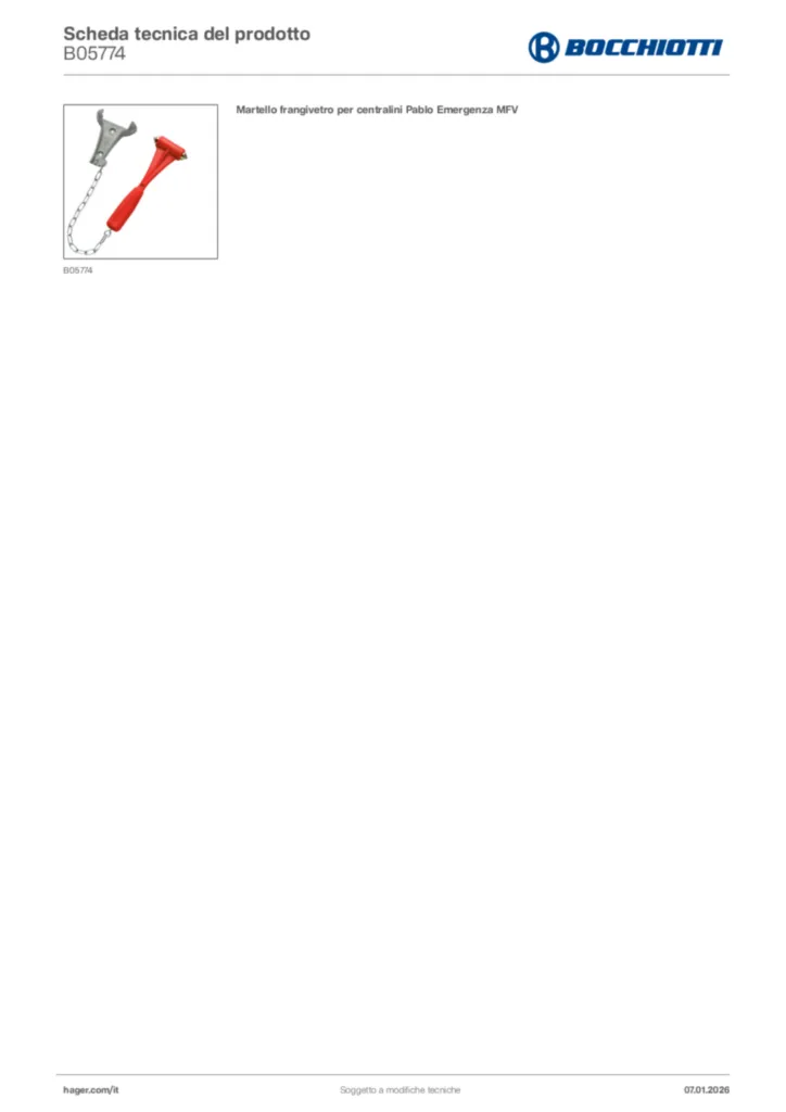 Immagine Bocchiotti Scheda tecnica del prodotto B05774 | Hager Italia