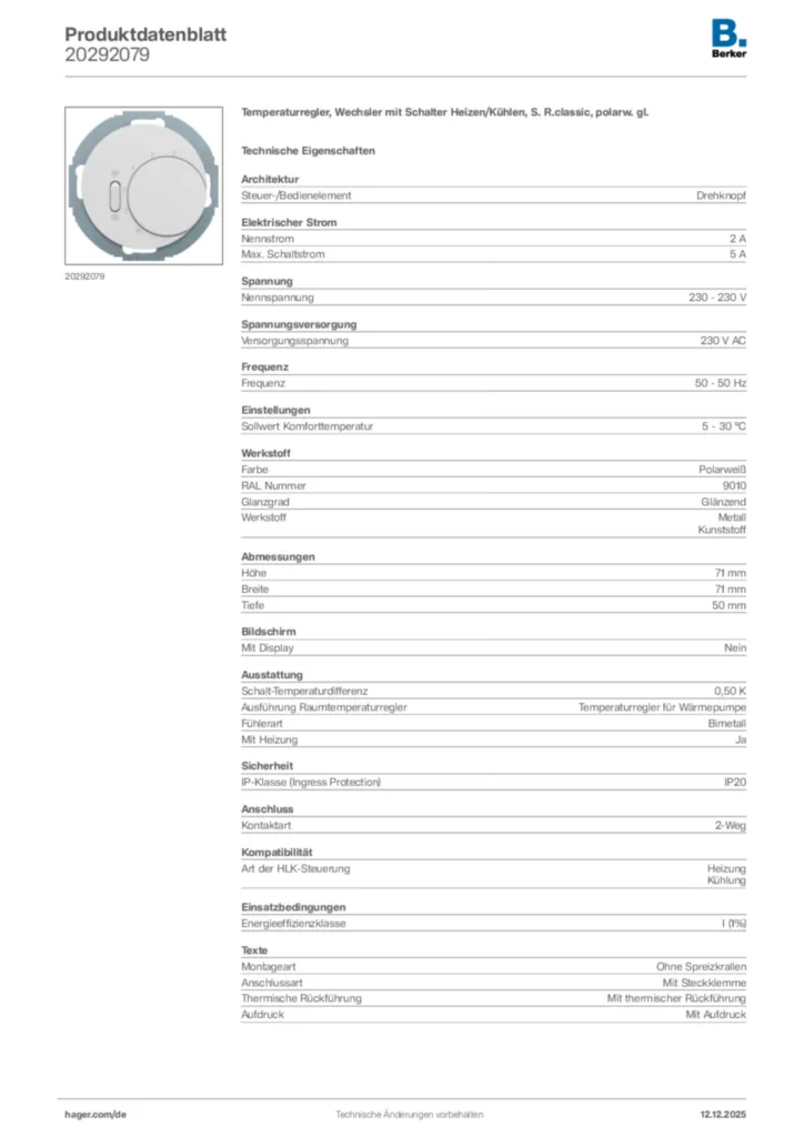 Bild Berker Produktdatenblatt 20292079 | Hager Deutschland