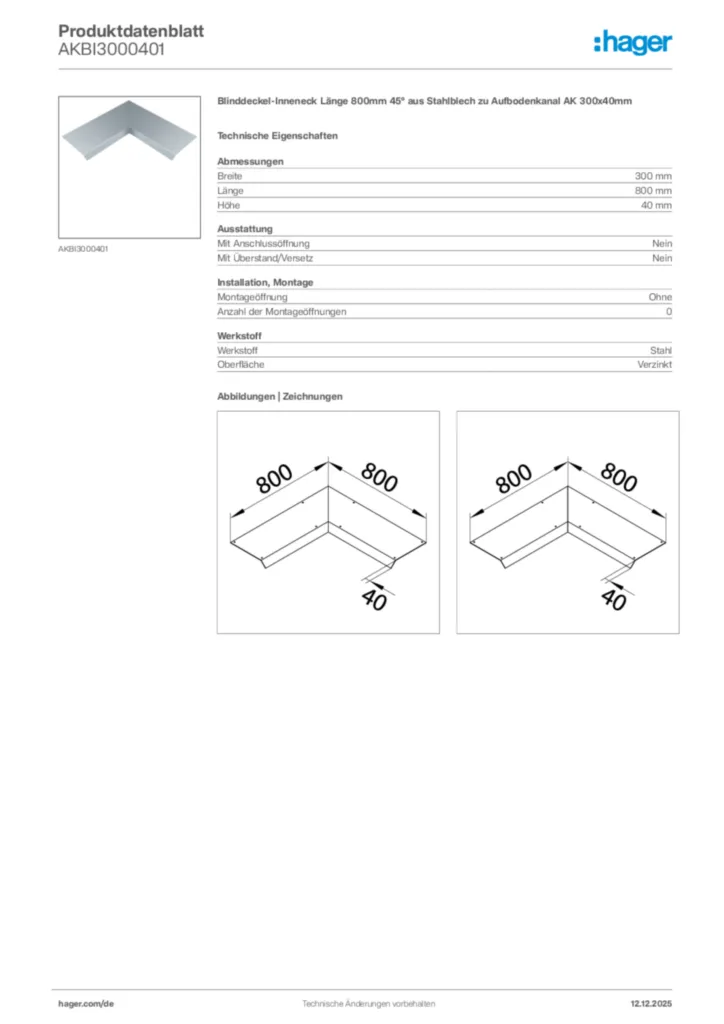 Bild Hager Produktdatenblatt AKBI3000401 | Hager Deutschland