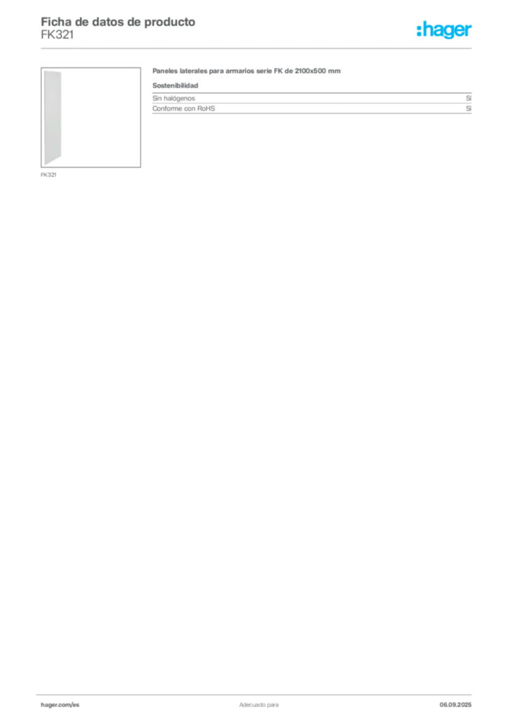 Imagen Hager Ficha de datos de producto FK321 | Hager España