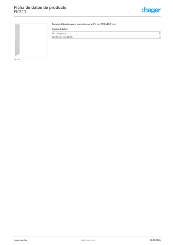 Imagen Hager Ficha de datos de producto FK320 | Hager España