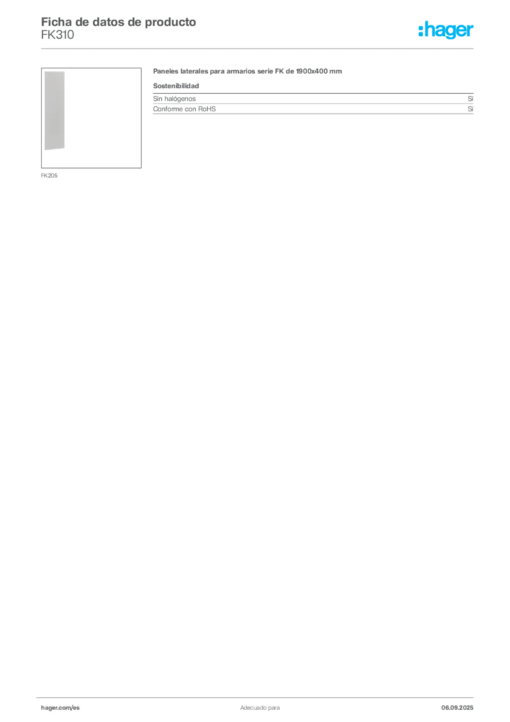 Imagen Hager Ficha de datos de producto FK310 | Hager España