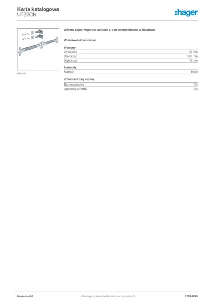 Zdjęcie Hager Karta katalogowa UT82CN | Hager Polska