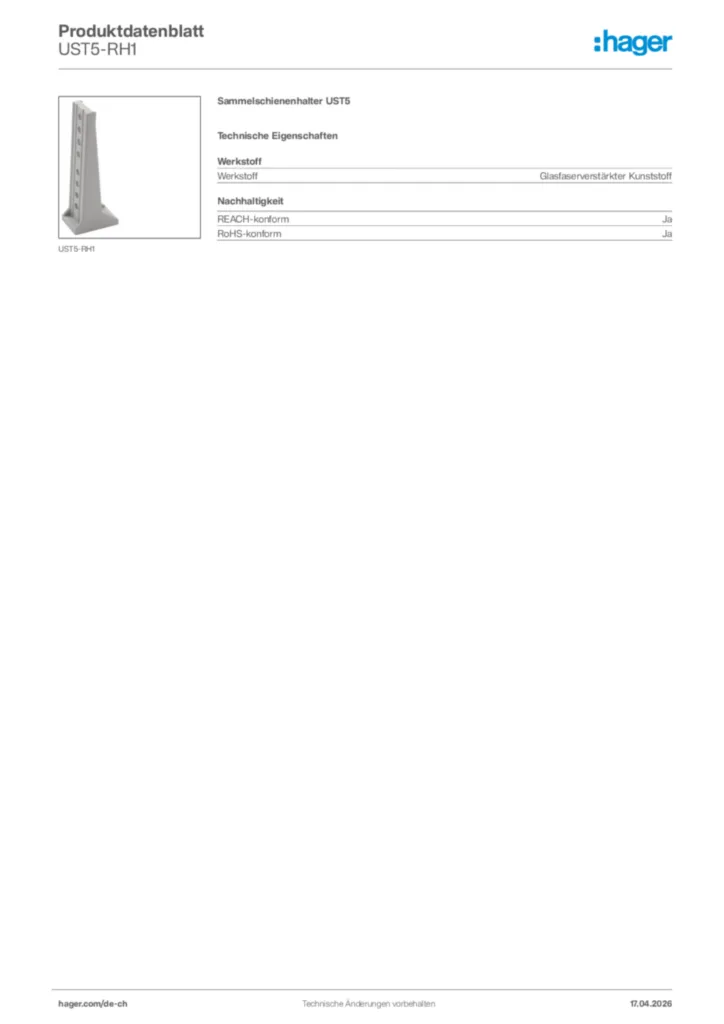 Bild Hager Produktdatenblatt UST5-RH1 | Hager Schweiz