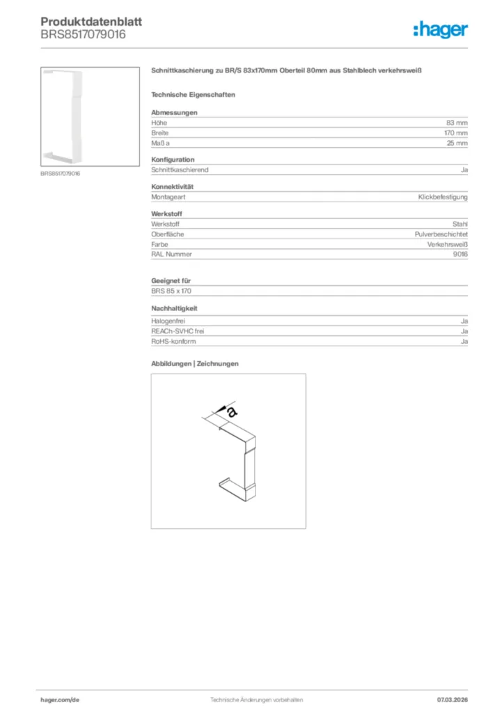 Bild Hager Produktdatenblatt BRS8517079016 | Hager Deutschland
