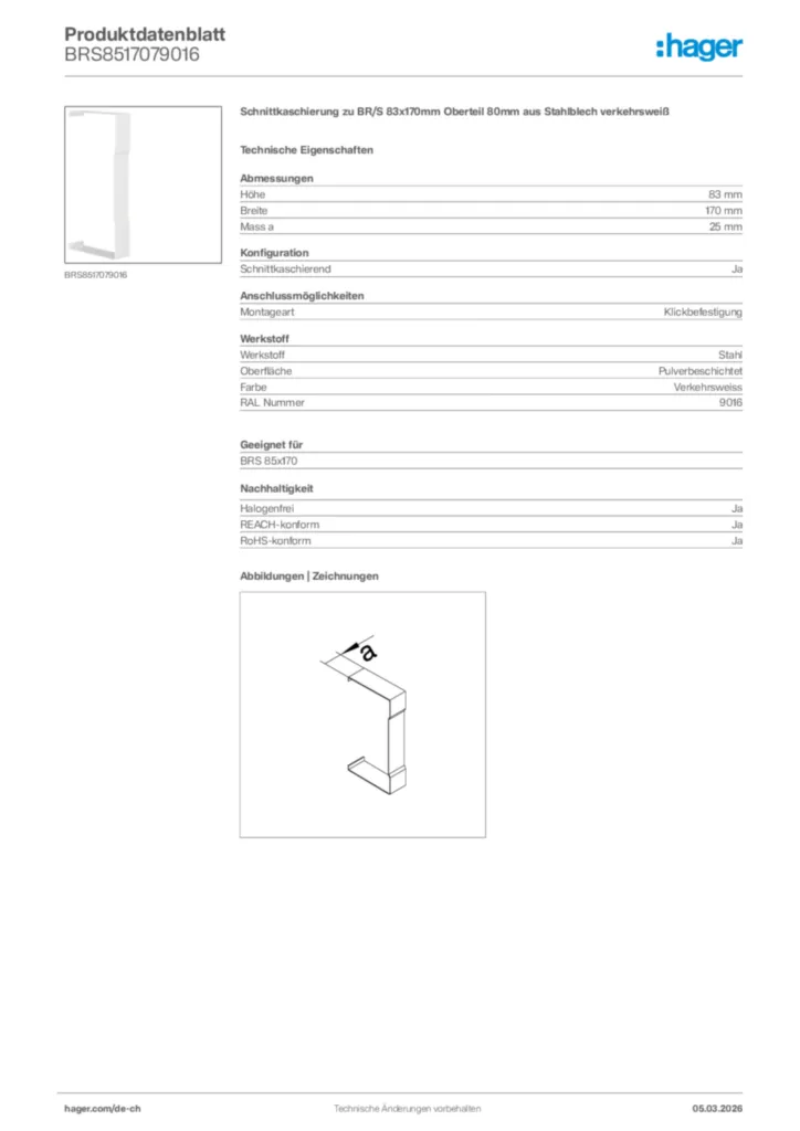 Bild Hager Produktdatenblatt BRS8517079016 | Hager Schweiz