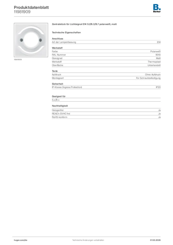 Bild Berker Produktdatenblatt 11981909 | Hager Deutschland