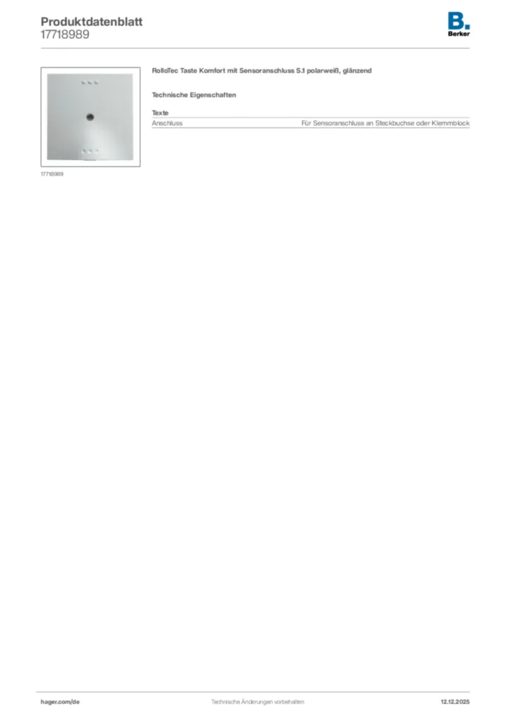 Bild Berker Produktdatenblatt 17718989 | Hager Deutschland