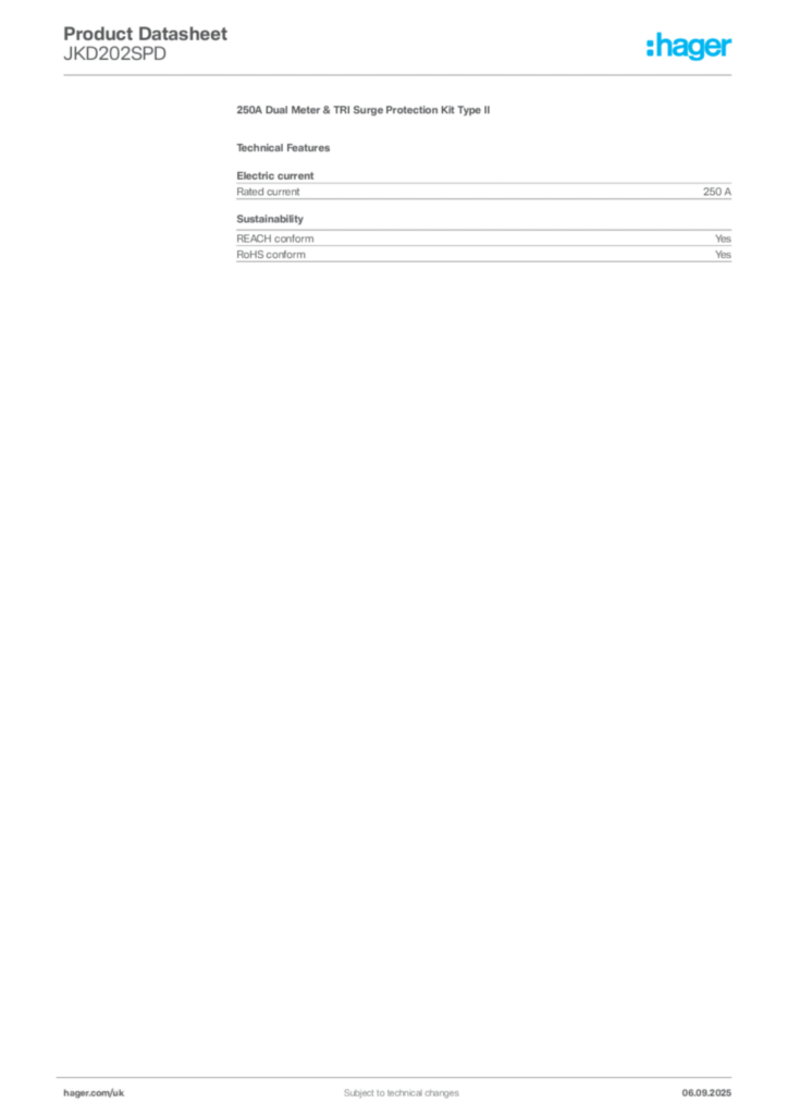 Image Hager Product data sheet JKD202SPD  | Hager