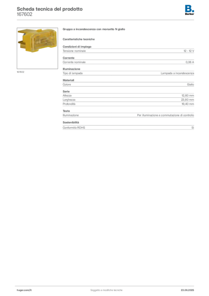 Immagine Berker Scheda tecnica del prodotto 167602 | Hager Italia