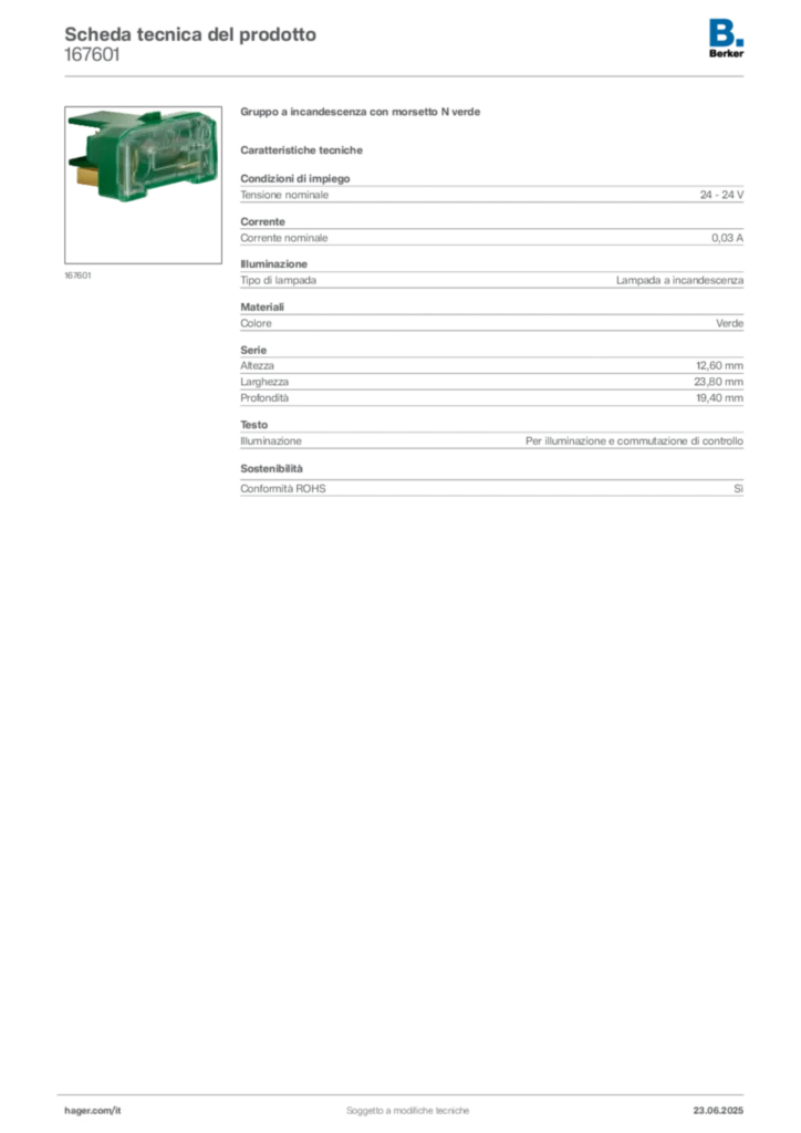 Immagine Berker Scheda tecnica del prodotto 167601 | Hager Italia
