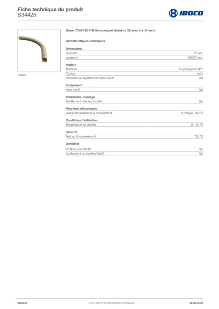 Image Iboco Fiche technique du produit B34425 | Hager France