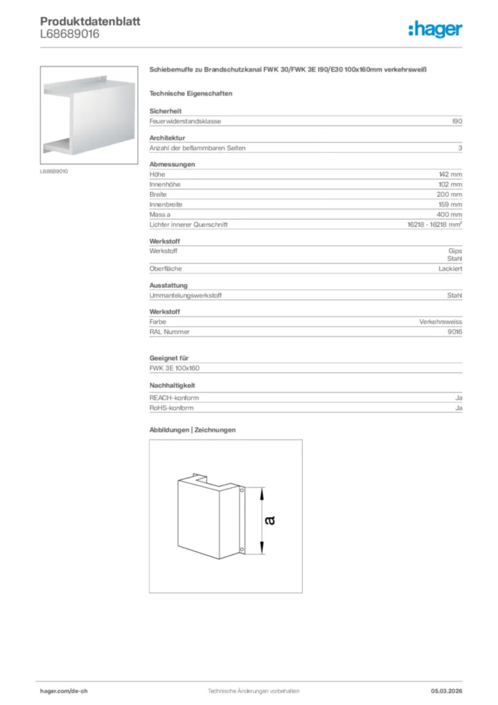 Bild Hager Produktdatenblatt L68689016 | Hager Schweiz