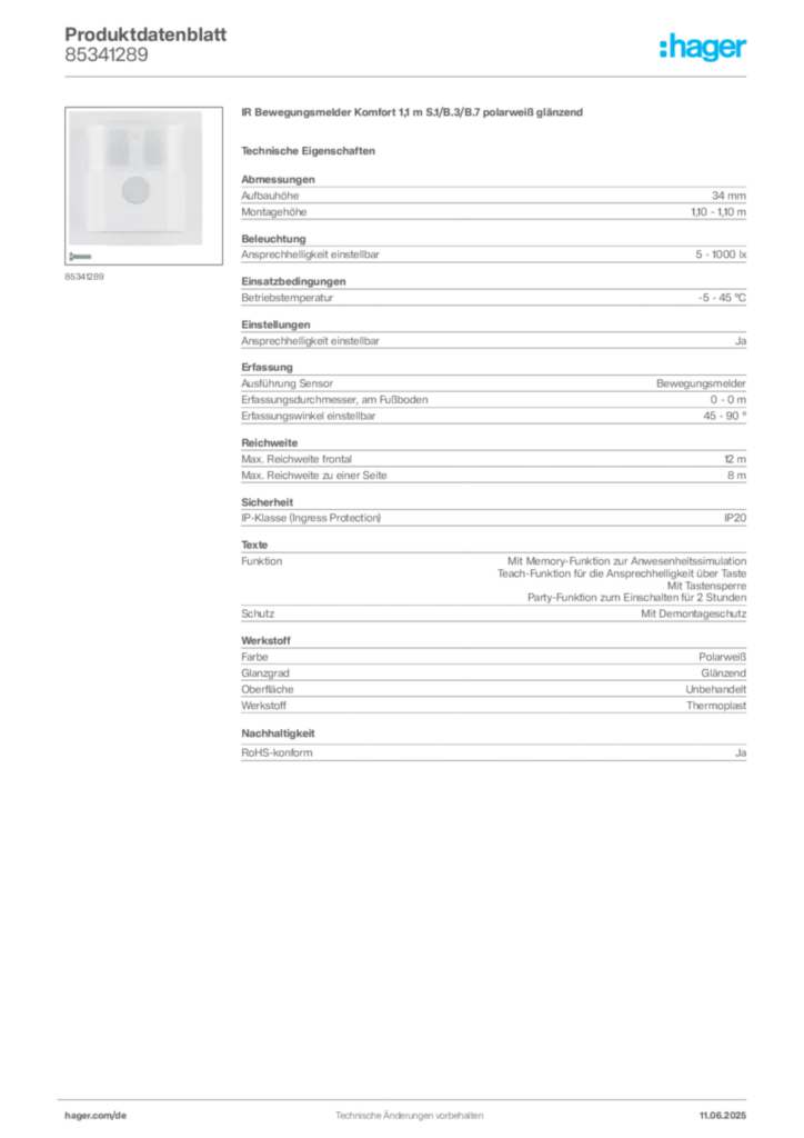 Bild Berker Produktdatenblatt 85341289 | Hager Deutschland