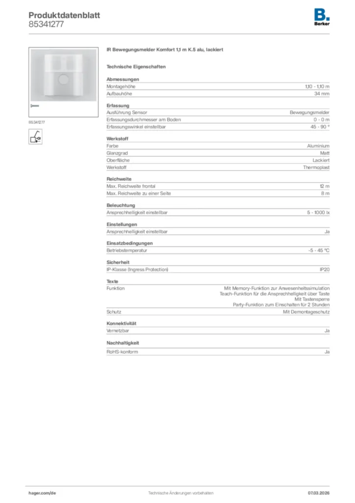 Bild Berker Produktdatenblatt 85341277 | Hager Deutschland