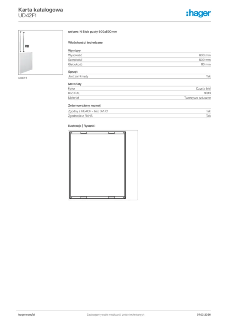 Zdjęcie Hager Karta katalogowa UD42F1 | Hager Polska