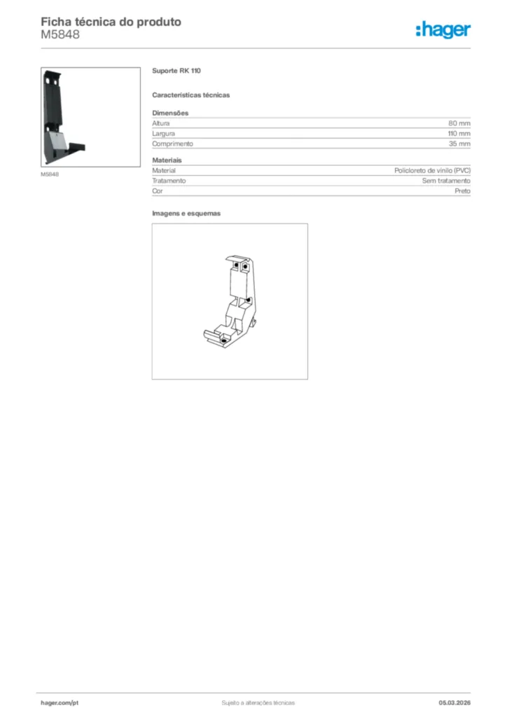 Imagem Hager Ficha técnica do produto M5848 | Hager Portugal