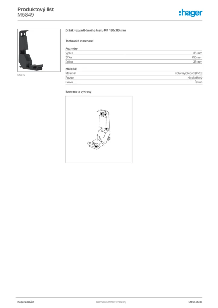 Obrázek Hager Product data sheet M5849 | Hager