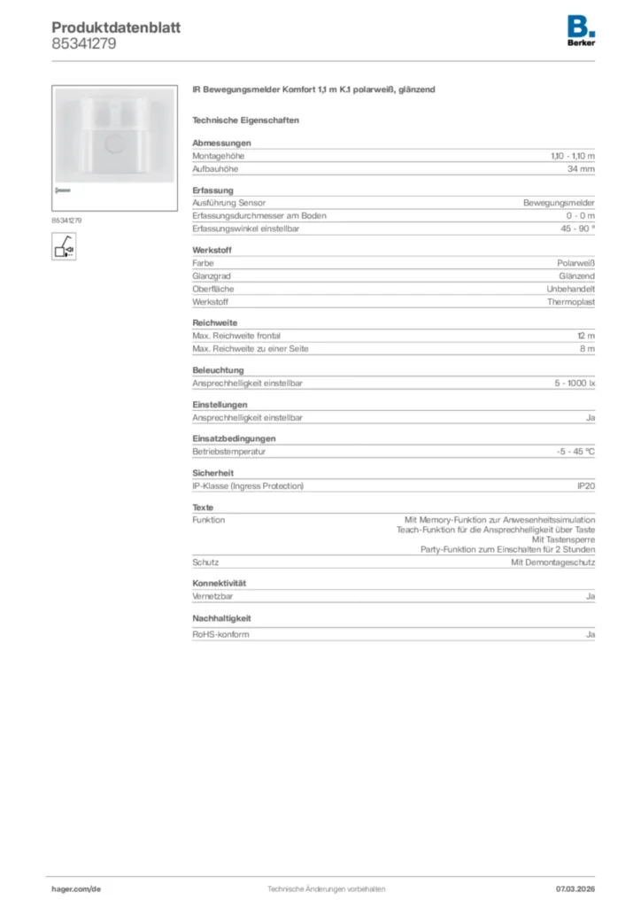 Bild Berker Produktdatenblatt 85341279 | Hager Deutschland