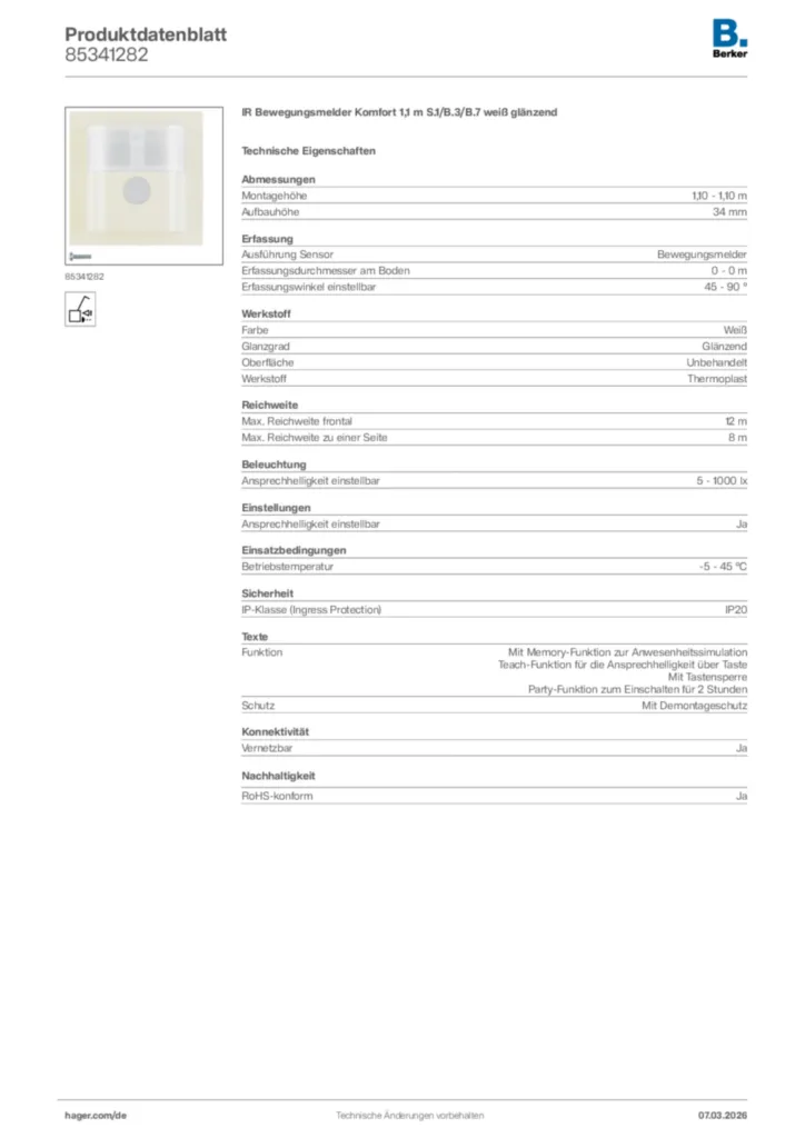 Bild Berker Produktdatenblatt 85341282 | Hager Deutschland