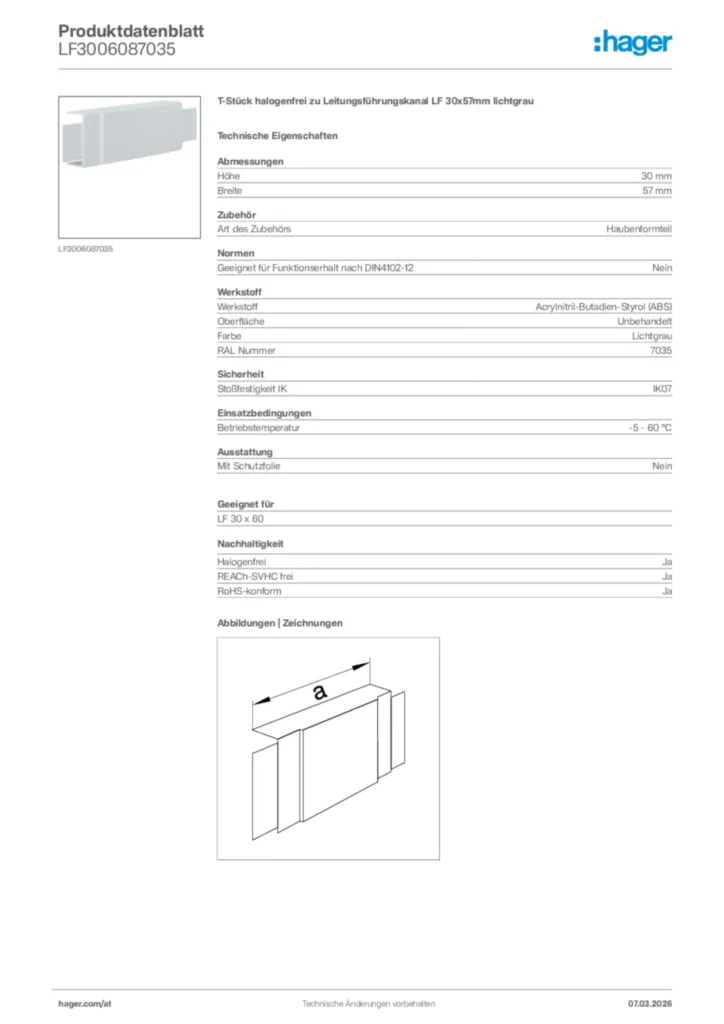 Bild Hager Produktdatenblatt LF3006087035 | Hager Deutschland