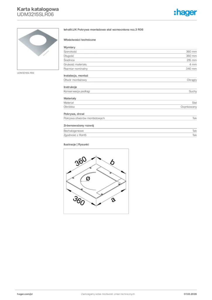 Zdjęcie Hager Karta katalogowa UDM3215SLR06 | Hager Polska