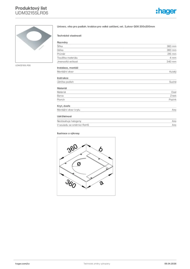 Obrázek Hager Product data sheet UDM3215SLR06 | Hager