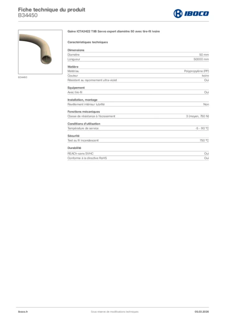 Image Iboco Fiche technique du produit B34450 | Hager France