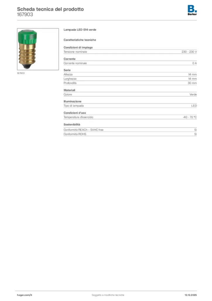 Immagine Berker Scheda tecnica del prodotto 167903 | Hager Italia